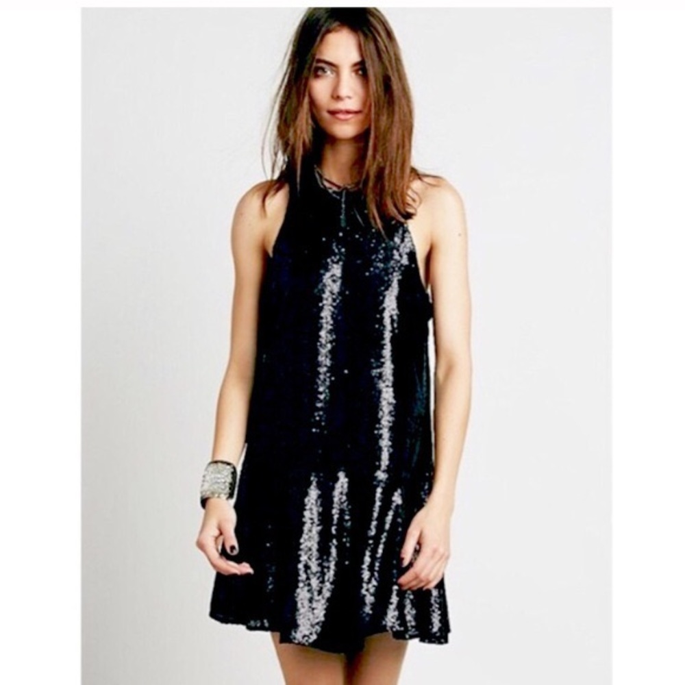 Free People High Neck Sequin Shift Dress